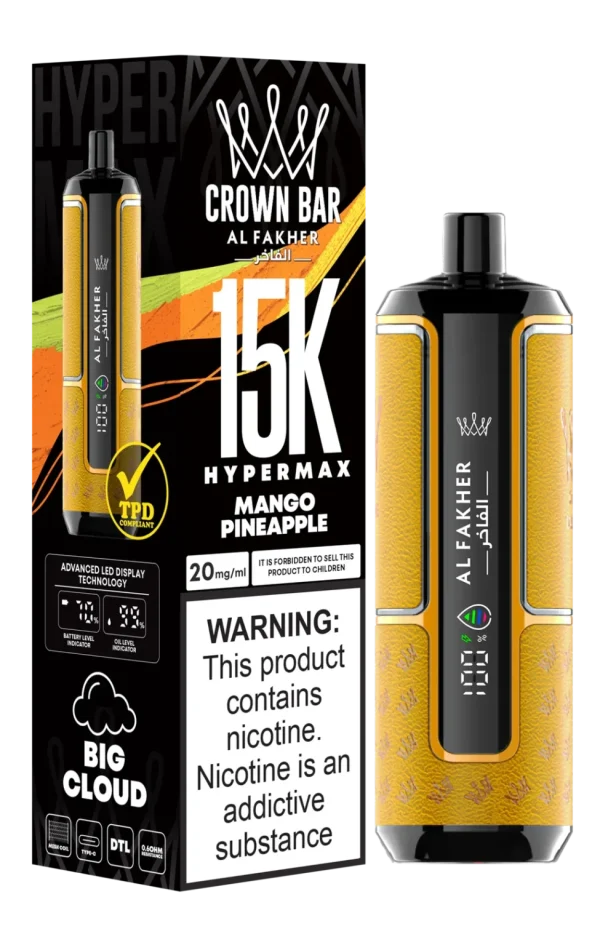 Al Fakher Crown Bar 15K Hypermax Mango Pineapple Disposable Vape